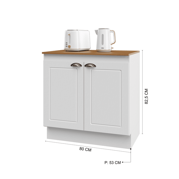 Mueble Cocina Base 2P 80 cm ECO Blanco/Café