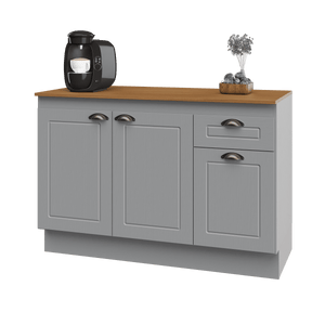 Mueble Cocina Base 3 Pta. 1 Caj. 120 cm ECO Gris/Café