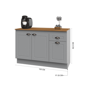 Mueble Cocina Base 3 Pta. 1 Caj. 120 cm ECO Gris/Café