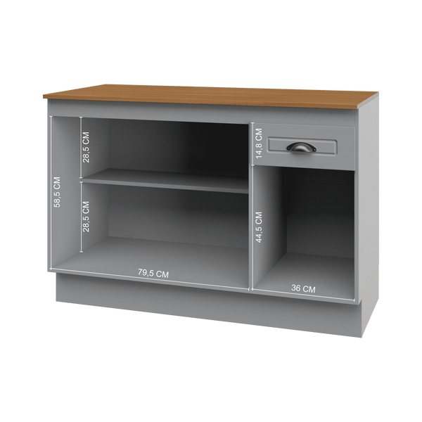 Mueble Cocina Base 3 Pta. 1 Caj. 120 cm ECO Gris/Café