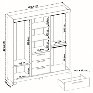 Closet Mara 6 Puertas 3 Cajones Off white/Café