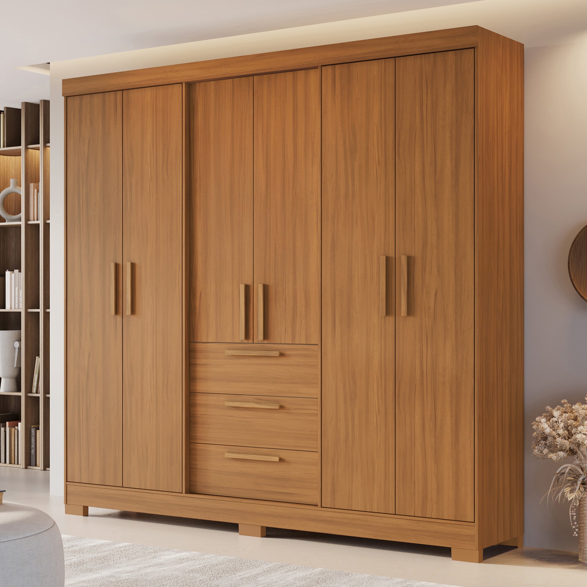 Closet Mara 6 Puertas 3 Cajones Café