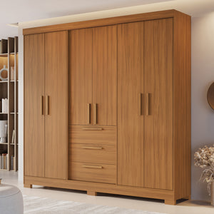 Closet Mara 6 Puertas 3 Cajones Café