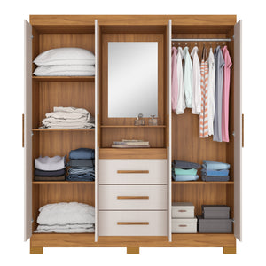 Closet Capelinha Espejo 4 Pta. 3 Caj. Off white/Café