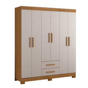 Closet Badara 6 Puertas 2 Cajones Off white/Café