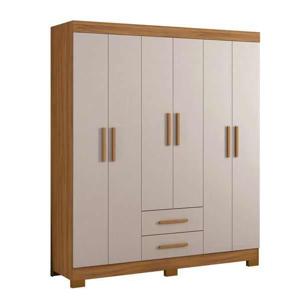 Closet Badara 6 Puertas 2 Cajones Off white/Café