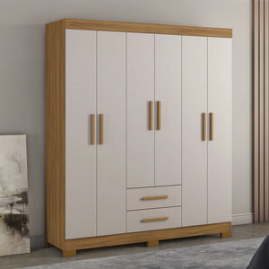 Closet Badara 6 Puertas 2 Cajones Off white/Café