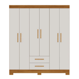 Closet Badara 6 Puertas 2 Cajones Off white/Café