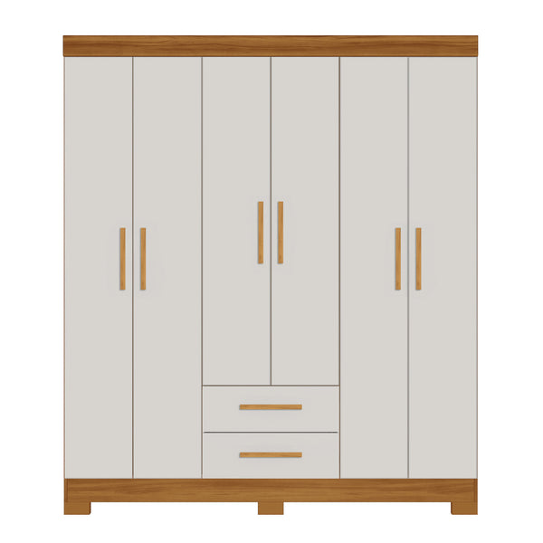 Closet Badara 6 Puertas 2 Cajones Off white/Café