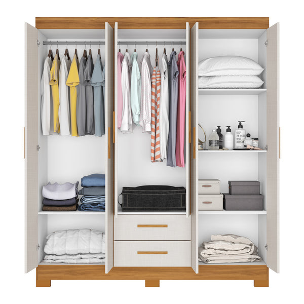 Closet Badara 6 Puertas 2 Cajones Off white/Café