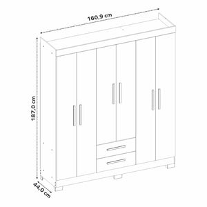 Closet Badara 6 Puertas 2 Cajones Off white/Café