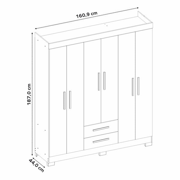 Closet Badara 6 Puertas 2 Cajones Off white/Café