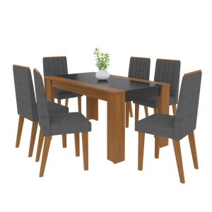 Juego Comedor Dante 6 Sillas Grafito
