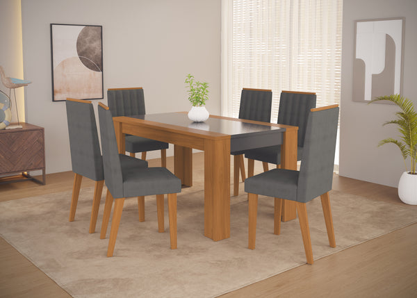 Juego Comedor Dante 6 Sillas Grafito