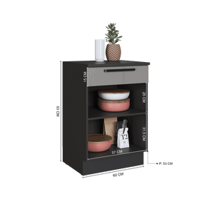 Mueble Cocina Base 1 Pta. 1 Caj. 60 cm Delta Gris