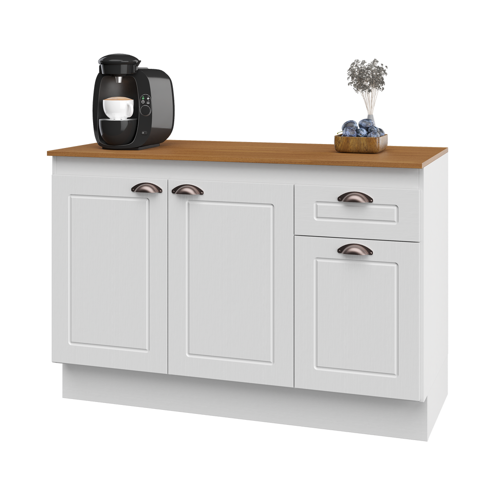 Mueble Cocina Base 3 Pta. 1 Caj. 120 cm ECO Blanco/Café