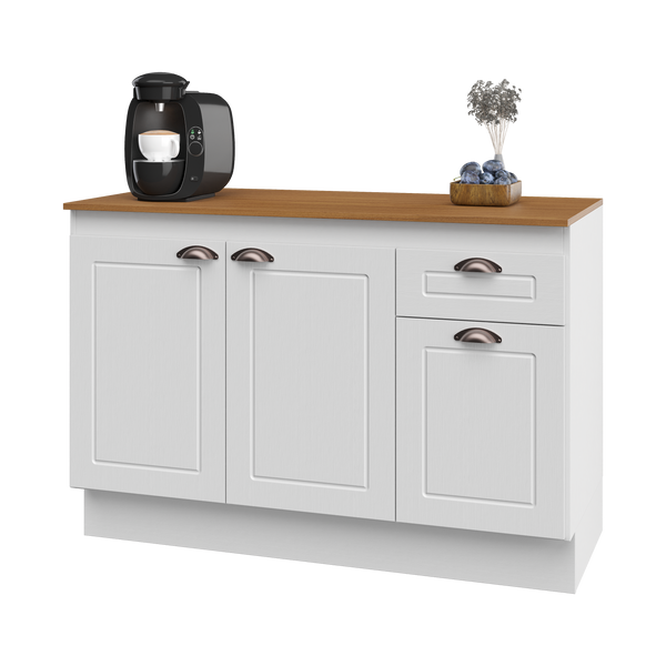 Mueble Cocina Base 3 Pta. 1 Caj. 120 cm ECO Blanco/Café