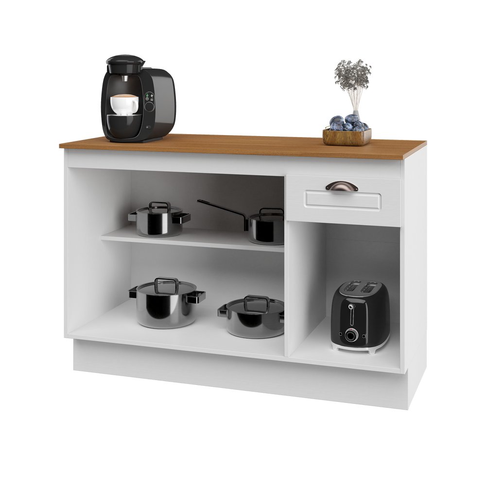 Mueble Cocina Base 3 Pta. 1 Caj. 120 cm ECO Blanco/Café