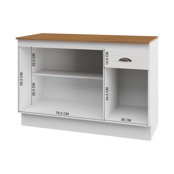 Mueble Cocina Base 3 Pta. 1 Caj. 120 cm ECO Blanco/Café