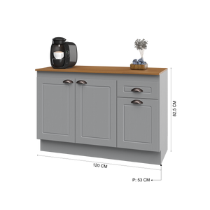 Mueble Cocina Base 3 Pta. 1 Caj. 120 cm ECO Gris/Café