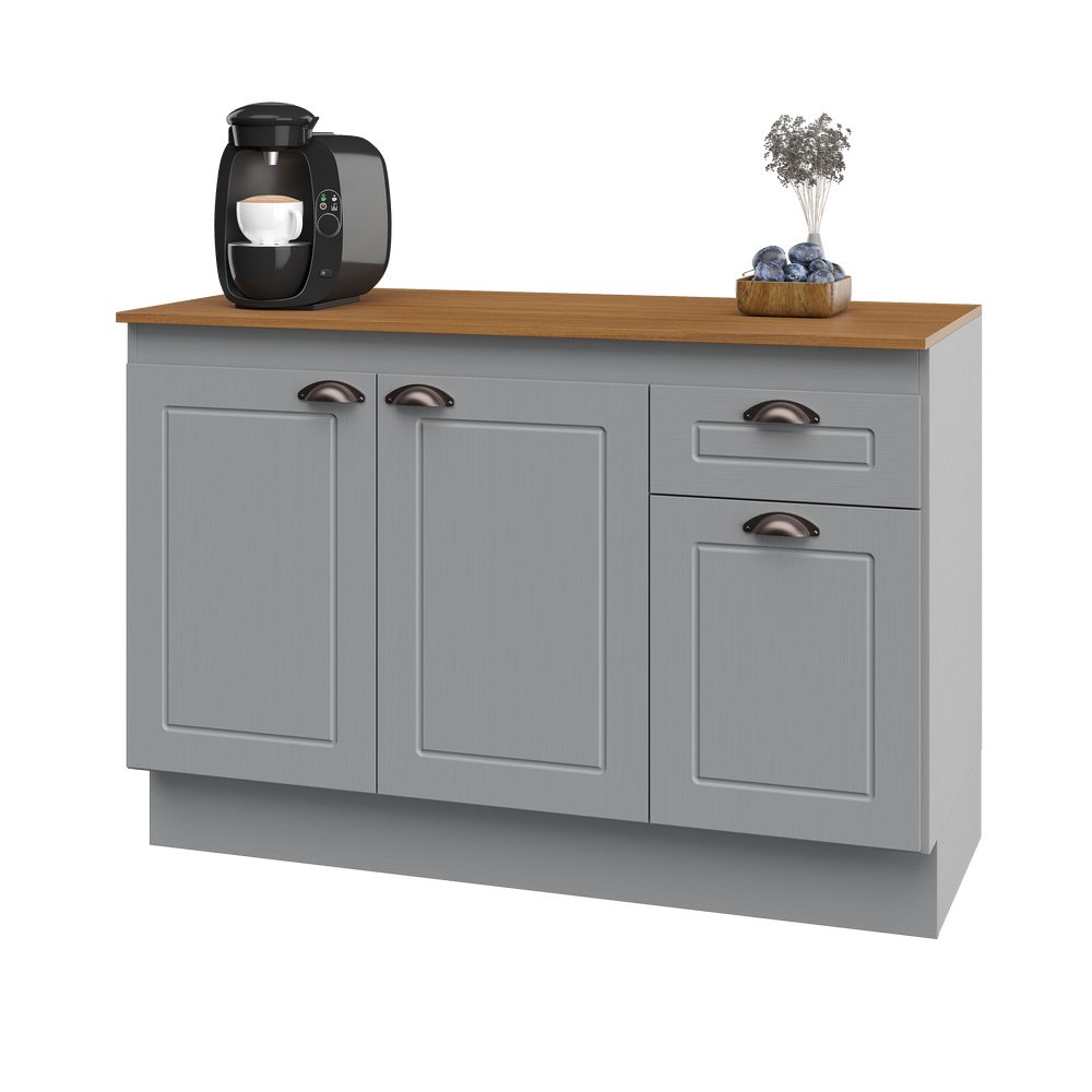 Mueble Cocina Base 3 Pta. 1 Caj. 120 cm ECO Gris/Café