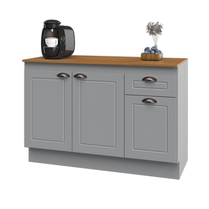 Mueble Cocina Base 3 Pta. 1 Caj. 120 cm ECO Gris/Café