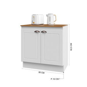 Mueble Cocina Base 2P 80 cm ECO Blanco/Café