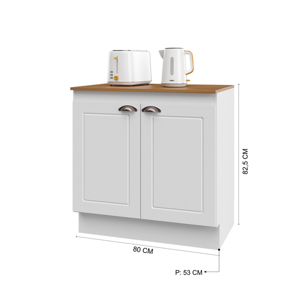 Mueble Cocina Base 2P 80 cm ECO Blanco/Café