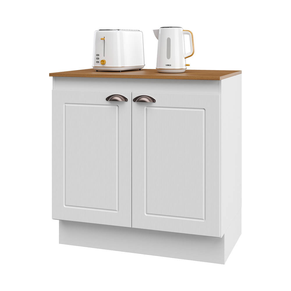 Mueble Cocina Base 2P 80 cm ECO Blanco/Café