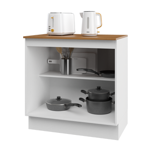 Mueble Cocina Base 2P 80 cm ECO Blanco/Café