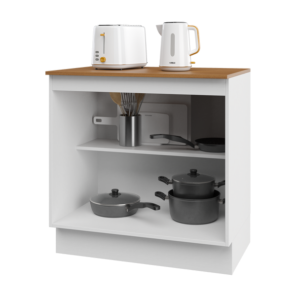 Mueble Cocina Base 2P 80 cm ECO Blanco/Café