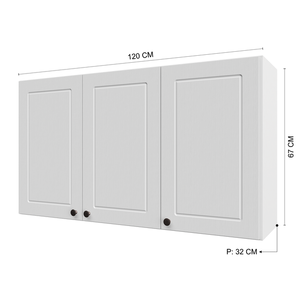 Mueble Cocina Aéreo 3P 120 cm ECO Blanco