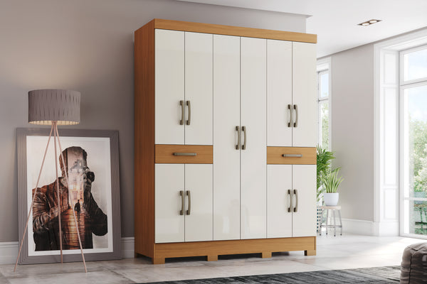 Closet Orla 10 Puertas 2 Cajones Off white/Canela