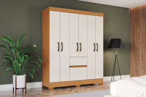 Closet Mondai 6 Puertas 2 Cajones Off white/Canela