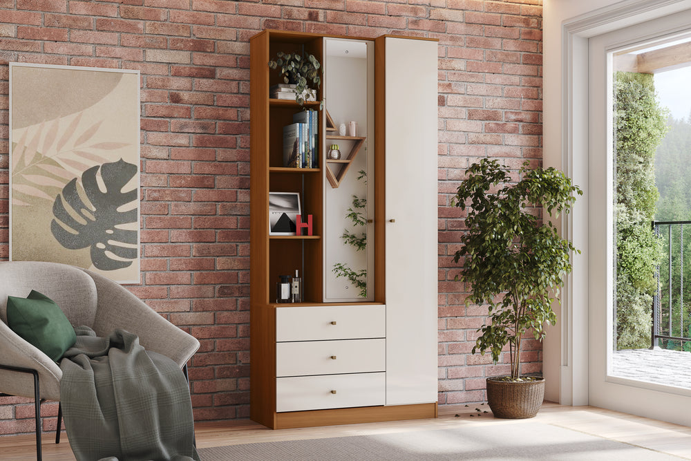 Closet Elena 2 Puertas Canela con Espejo
