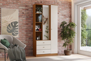 Closet Elena 2 Puertas Canela con Espejo