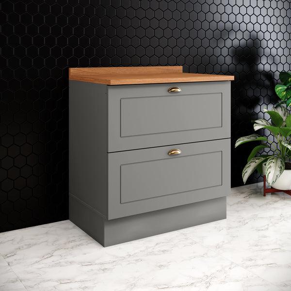Mueble de Cocina Base 2 Cajones Americana Gris