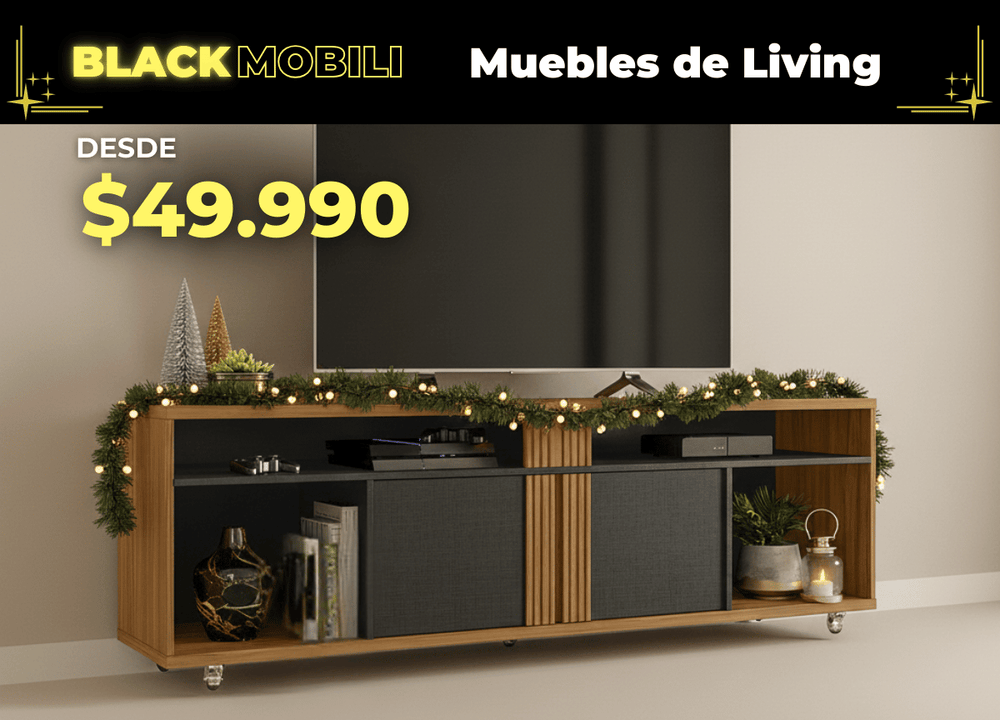 panel y rack tv oferta black