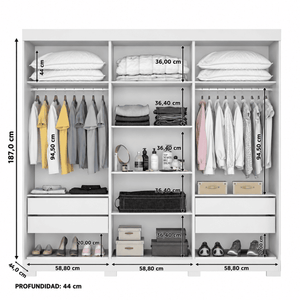 Closet Isabella 3 Puertas Corredizas con Espejo