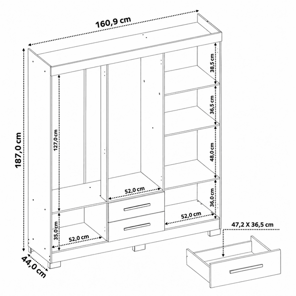 Closet Badara 6 Puertas 2 Cajones Off white/Café
