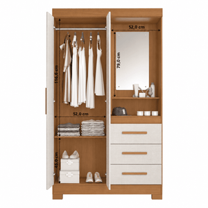 Closet Noa 2 Puertas Cafe/Off white con Espejo