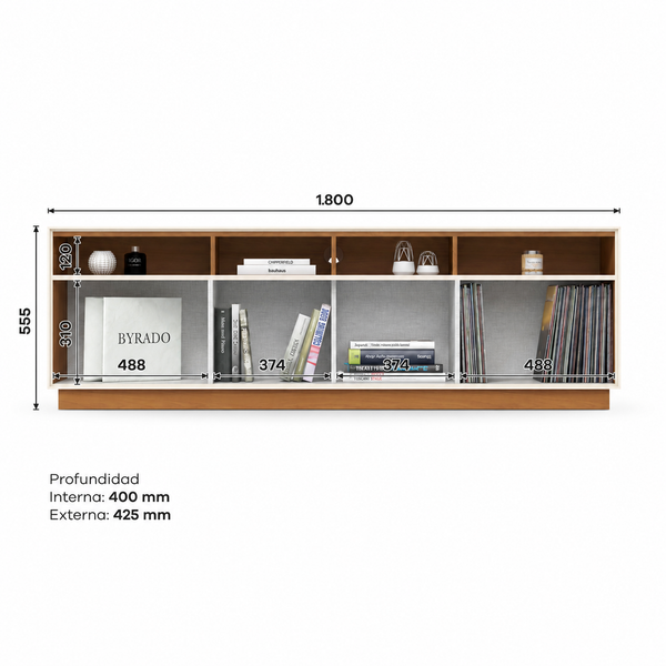 Rack Tv 70" Orion Off white/Canela