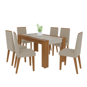 Juego Comedor Enzo 6 Sillas Off white