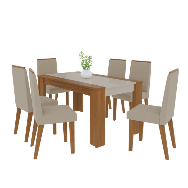 Juego Comedor Enzo 6 Sillas Off white