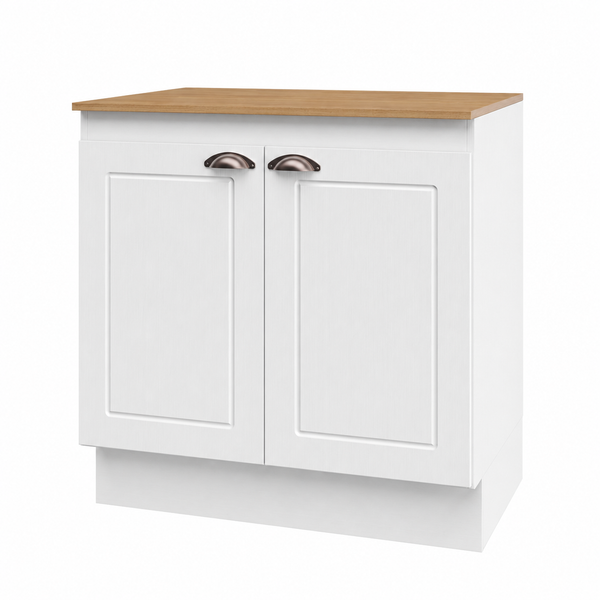 Mueble Cocina Base 2P 80 cm ECO Blanco/Café