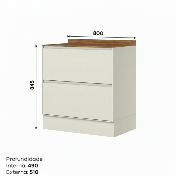 Mueble Cocina Base 2 Cajones 80 cm Fineze Canela