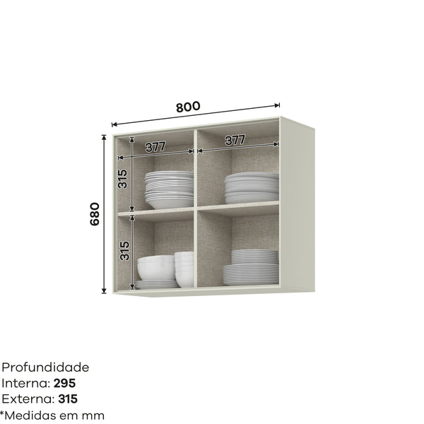 Mueble Cocina Aéreo 2P 80 cm Fineze Arena