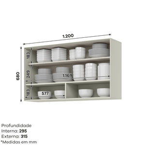 Mueble Cocina Aéreo 1P Vidrio 120 cm Fineze Arena