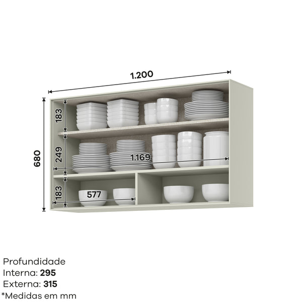 Mueble Cocina Aéreo 1P Vidrio 120 cm Fineze Arena