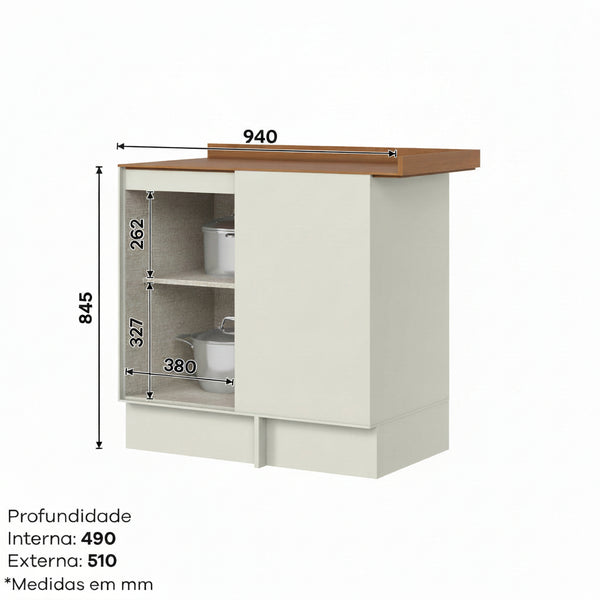Mueble Cocina Base Esquinero Fineze Canela